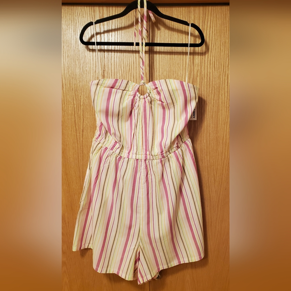 NWT Striped Halter Romper XL Tall